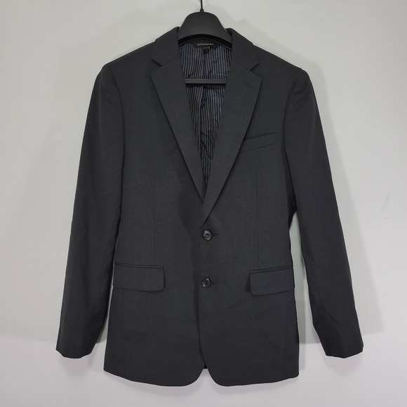 Banana Republic Men's Sport Coat Blazer‎ Two Button Black Marazotto Wool 32S